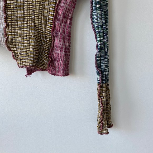 Urban Outfitters Patchwork Long Sleeve Crop Top - Picture 6 of 7